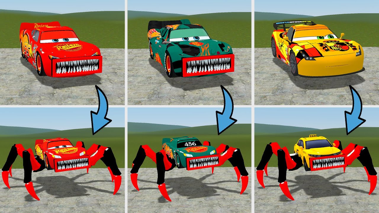 Everything Turned Into Monster: Thomas Eater, Mcqueen Monster,Truck Monster And Taxi Monster In Gmod
