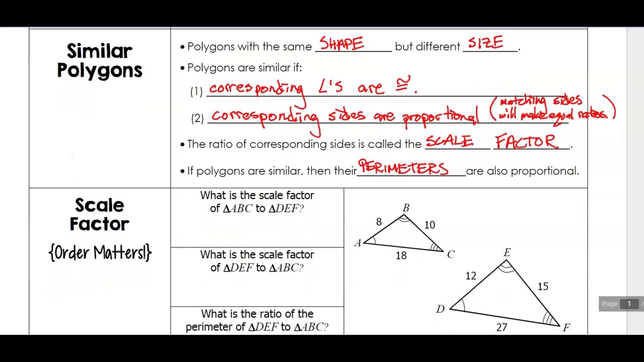 Similarity Day 2 Similar Polygons and Scale Factor 1 YouTube