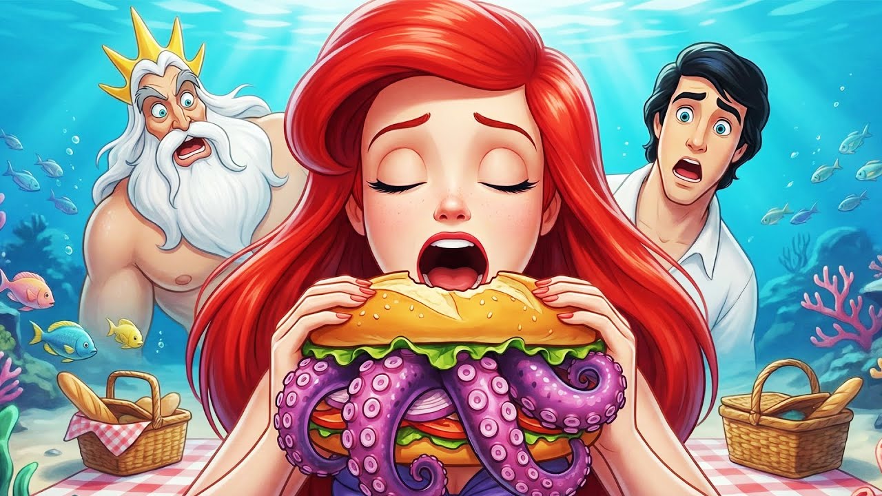 Octopus Sandwiches 🍔🦑 Ariel's Bizarre Dish Shocks King Triton and Prince Eric😲 | Mermaid Cartoon