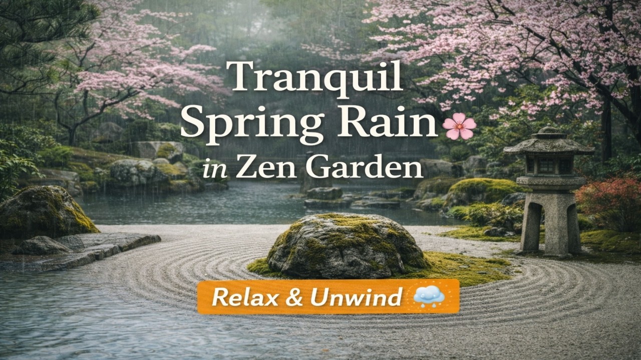 Tranquil Spring Rain in Zen Garden | Japanese Flute & Soft Rain for Inner Peace | Souffle Sounds