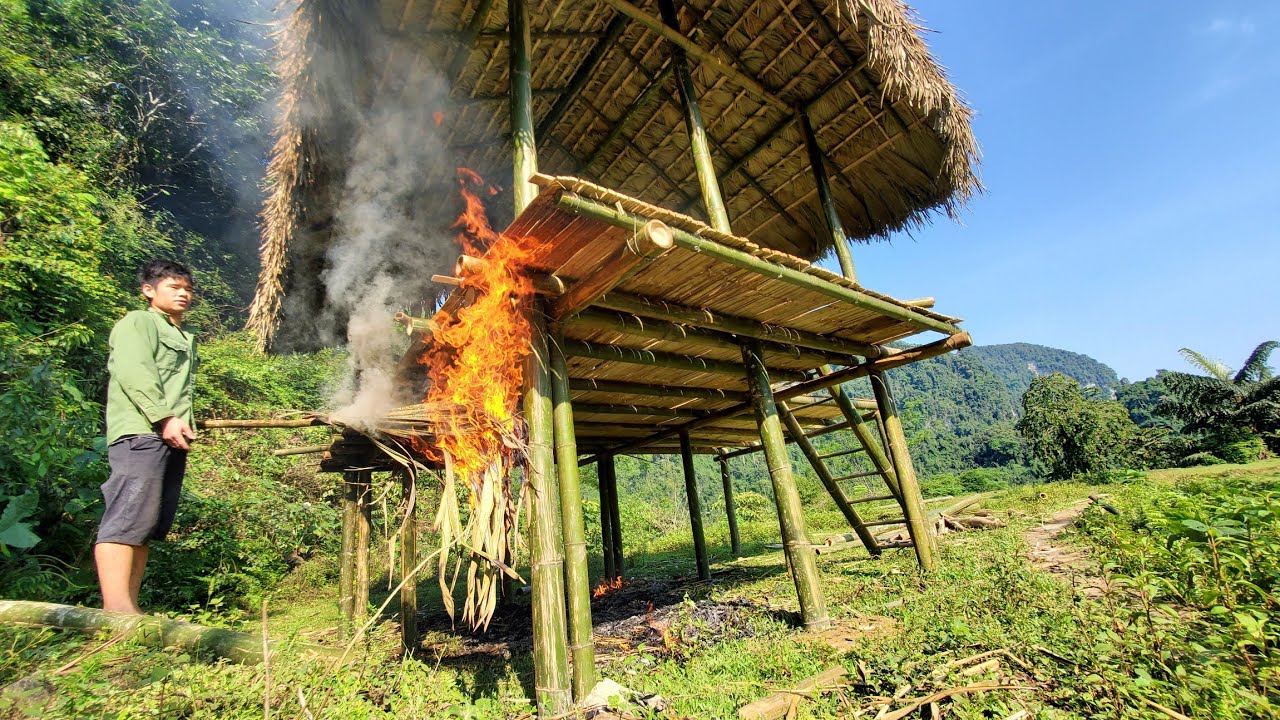 building a bamboo house,  make bamboo floor- Building New Life Ep.3