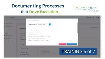 Business Systemization - TouchStone Training #5: Processes that Drive Execution