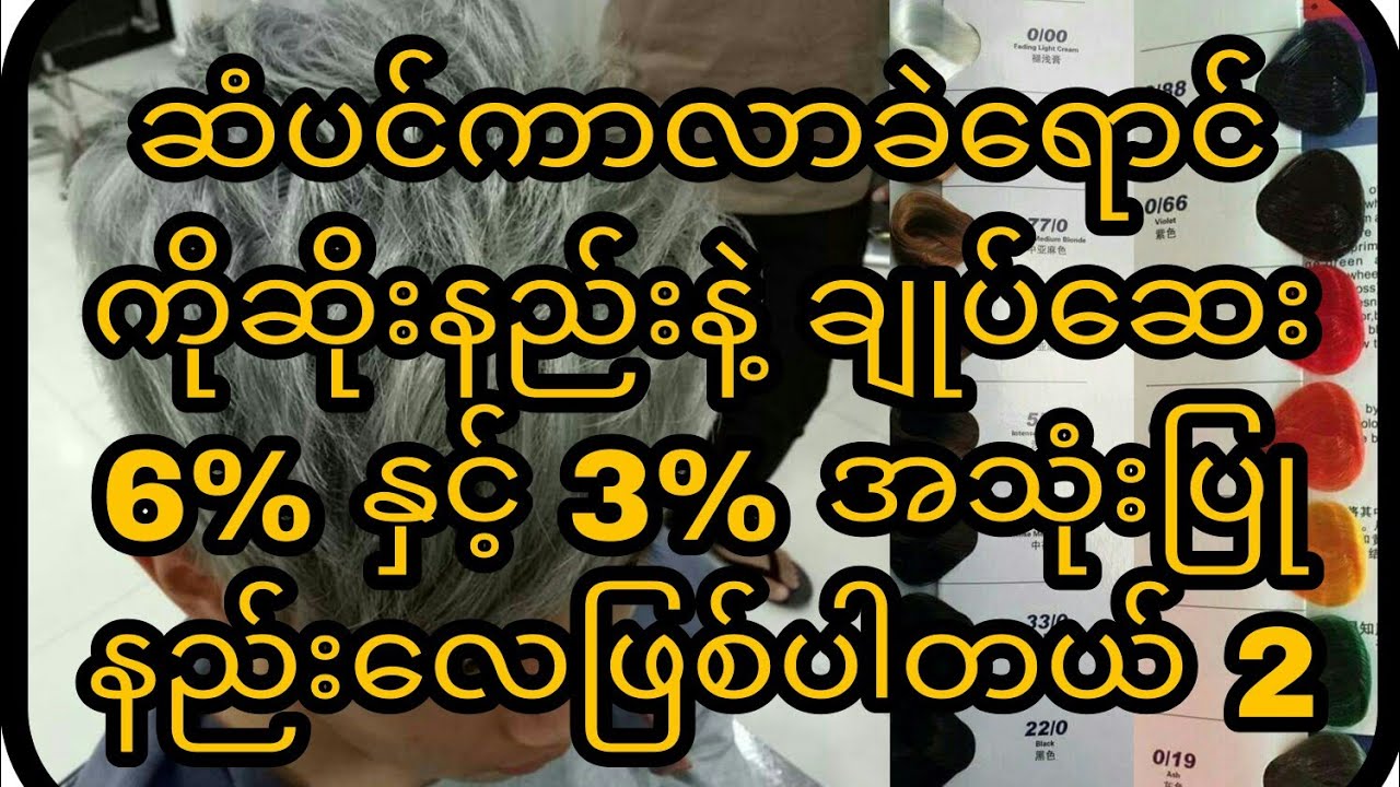 ဆံပင်ကာလာခဲရောင်ဆိုးနည်းနဲ့ ချုပ်ဆေး 3% နှင့် 6% ကိုနည်းလမ်းမှန်မှန်အသုံးပြုနည်း 2  Subscribe please