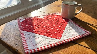 Make a Valentine Heart Quilt Mug Rug
