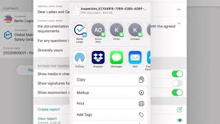 Share Report - Software Safety Inspection OSH DGUV - Site, Workplace, Equipment - iPhone, iPad, iOS