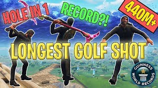 THE NEW LONGEST GOLF SHOT *WORLD RECORD* in Fortnite!! (+440m) WE BEAT LAZARBEAM'S RECORD!!