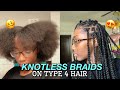DOING MY OWN KNOTLESS BOX BRAIDS FIRST TIME 😱 *on type 4 hair*