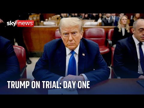 Donald Trump complains he should be elsewhere after first day of trial.