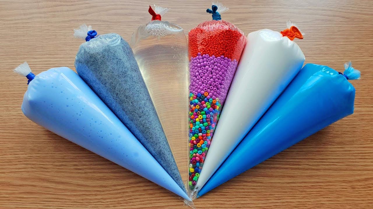 Making Slime with piping bags - Fluffy Crunchy - YouTube