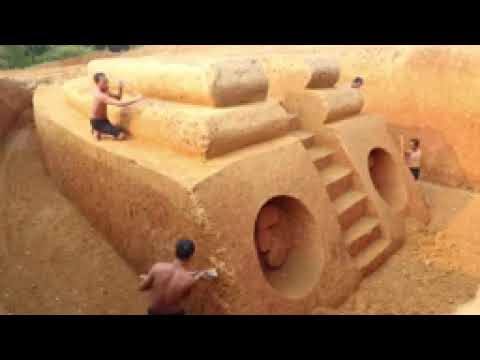 Dig To Build Three Story Boat Villa House \u0026 Water Slide Swimming Pool