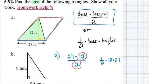 5-92 CPM CC1 Finding Area of Triangles