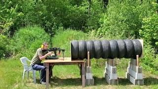 Gun silencer prototype made of tires