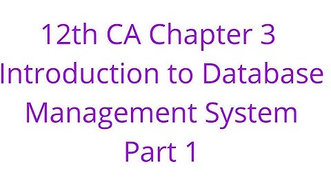12th CA Chapter 3  Introduction to Database Management System  Part 1