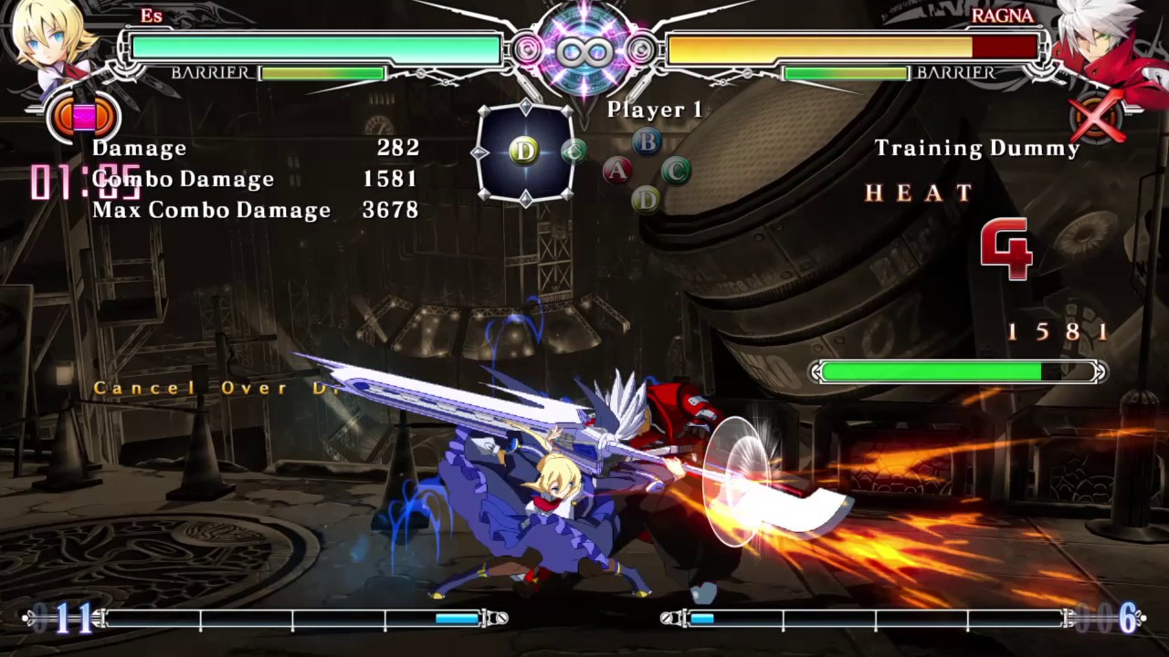BlazBlue Central Fiction Es full health overdrive combo YouTube
