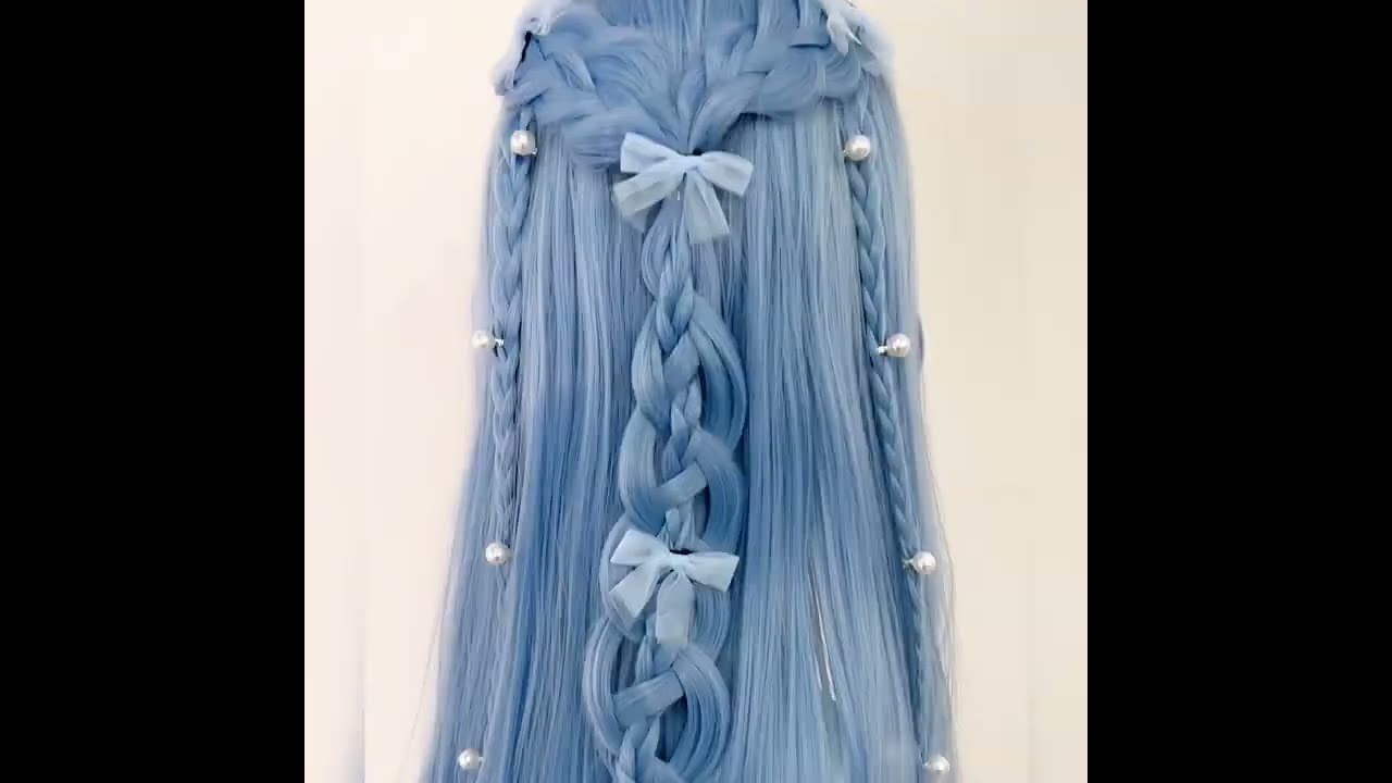 Pastel Blue Braided Lace Front Synthetic Wig LF2093