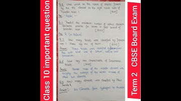 # Class 10 Chapter 5 # Periodic classification of elements## Term 2 important question###