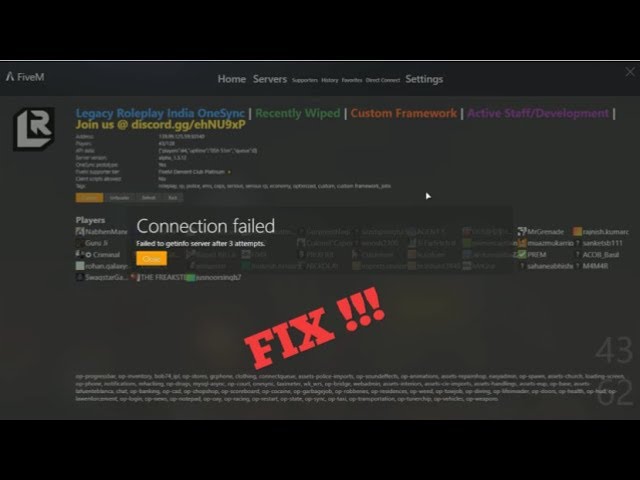 Connection failed 6