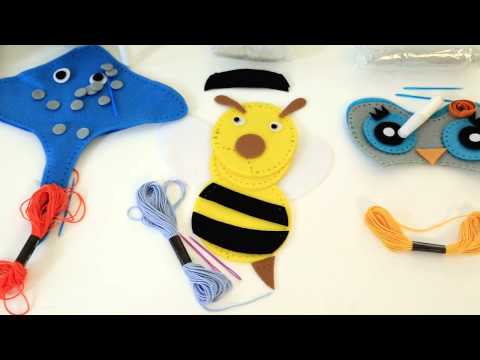 Игрушки из фетра Досуг с Буки Сова, Скат, Кот, Жираф, Пчела, Маска совы BONDIBON