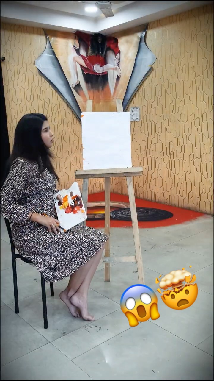 Meri painting to Real ho gayi ?? #shorts #artistshikhasharma #horror #tricky