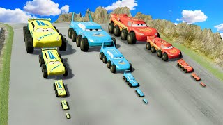 Big \& Small BTR: Cruz Ramirez vs Lightning Mcqueen vs King Dinoco vs DOWN OF DEATH in BeamNG.Drive