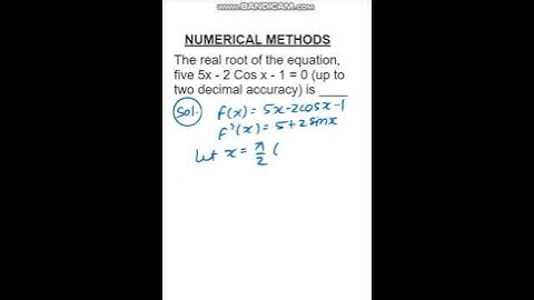 NUMERICAL METHODS || Solve 5x -2 Cos x-1=0 by Newton Raphson method || Engineering Maths -GATE & IES