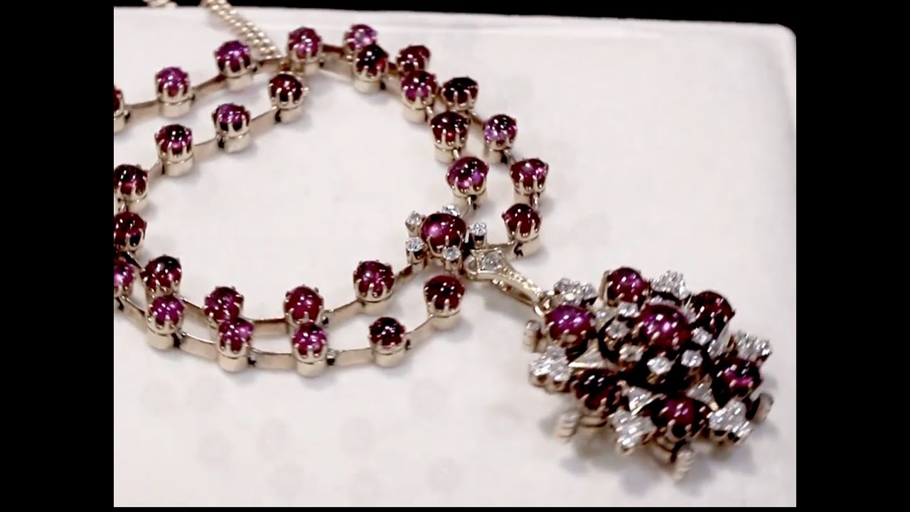 Antique Ruby Necklace With Rubies and Diamonds - Circa 1880 - AC Silver