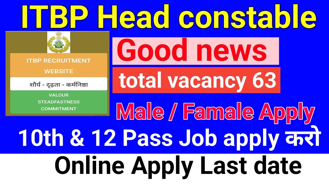 ITBP Constable New Vacancy 2022 // 10th & 12 Pass Job apply // Online Last date // ITBP new vacancy