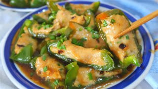 酿辣椒/酿青椒 Stuffed Green Bell Pepper/Capsicum with Fish Paste | Sun's Homemade Food