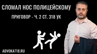 Статья 318 УК - насилие к полицейскому - приговор  - сломал нос у кафе - Адвокат Альберт Ихсанов