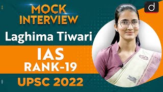 Laghima Tiwari, Rank 19 | UPSC CSE 2022 | English Medium | Mock Interview | Drishti IAS English
