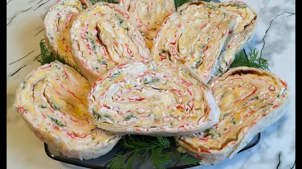 ⁣Рулет из Лаваша с Крабовыми Палочками / Новогодняя Закуска / Snack Roll With Crab Sticks