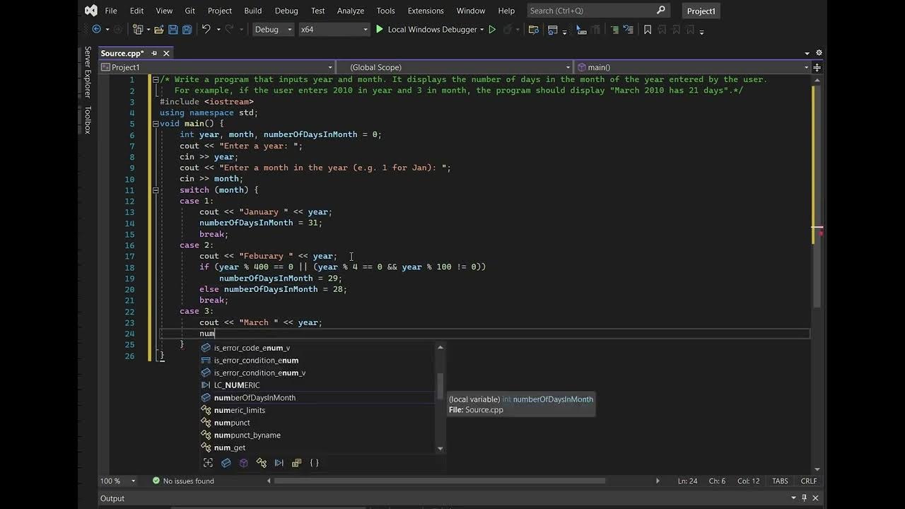 C++ Program That Finds Total Number Of Days In Given Month Of Year ...