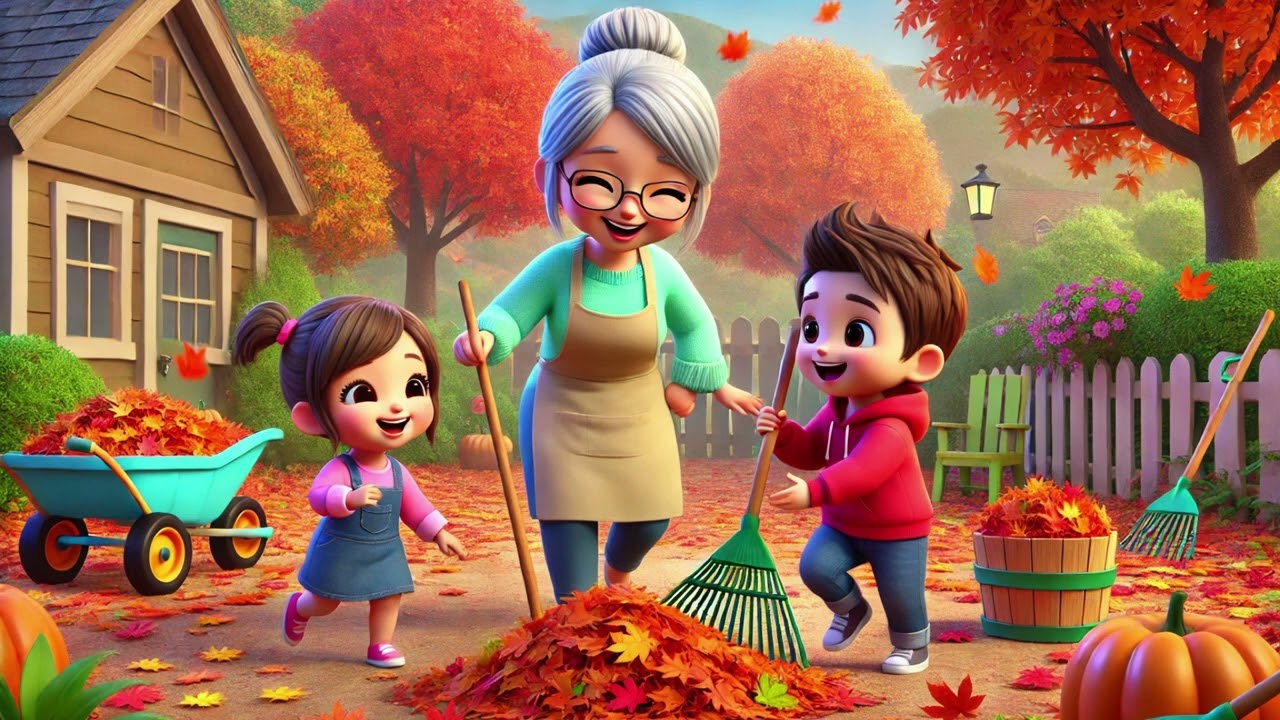Rake the Leaves with Grandma 🍂👵 | Fall Fun Kids Song 🎶 | Autumn |Nursery Rhymes & Kids Songs