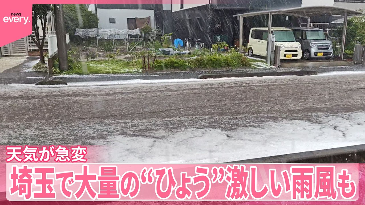 【天気が急変】“夏”から一変まるで“冬の景色”に 埼玉で大量の“ひょう”激しい雨風も 都心で気温10℃以上急降下