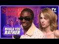 STRANGER THINGS 4 Cast Plays WHO WOULD YOU RATHER? | Caleb McLaughlin, Maya Hawke, Charlie Heaton