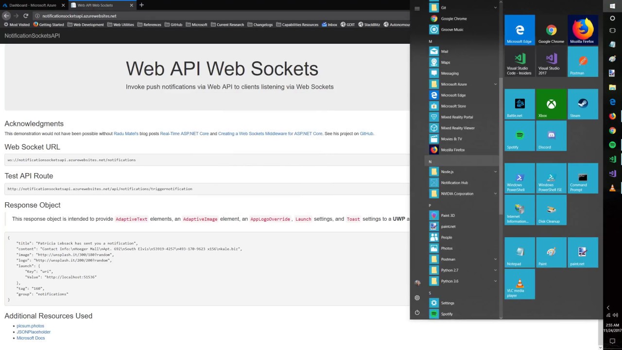 Web API Triggered Windows 10 Notifications - YouTube