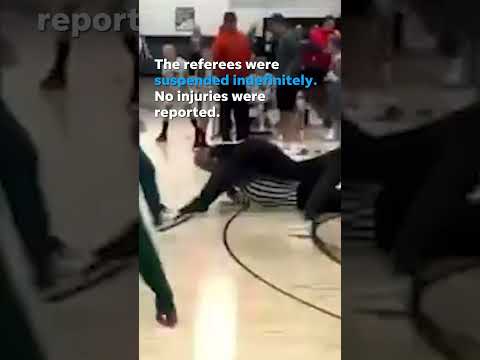 Referee fistfight ends elementary basketball game #Shorts