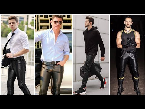 Smooth skinny shiny leather pants and jeans outfits for men & boys#2022