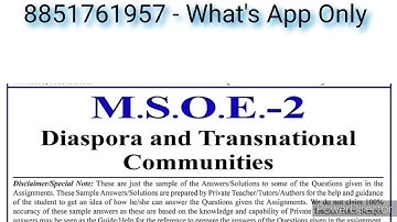 MSOE 02 Solved Assignment 2022-23 | MSOE 2 Solved Assignment 2022-23 In English medium | MSOE 2