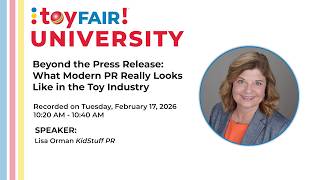 Beyond the Press Release: What Modern PR Really Looks Like in the Toy Industry
Recorded on February 17, 2026
Lisa Orman, _KidStuff PR_
PR today is far more than press releases. This session explores how toy brands are using storytelling, creator partnerships, experiential moments, and earned media to build genuine cultural relevance and real connection. Lisa will share examples of campaigns that moved the needle and what brands must do differently to stand out in an oversaturated media landscape. Beyond the Press Release: What Modern PR Really Looks Like in the Toy Industry