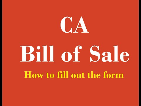 Sample Auto Bill Of Sale California