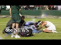 US tennis star collapses mid-match at Wimbledon