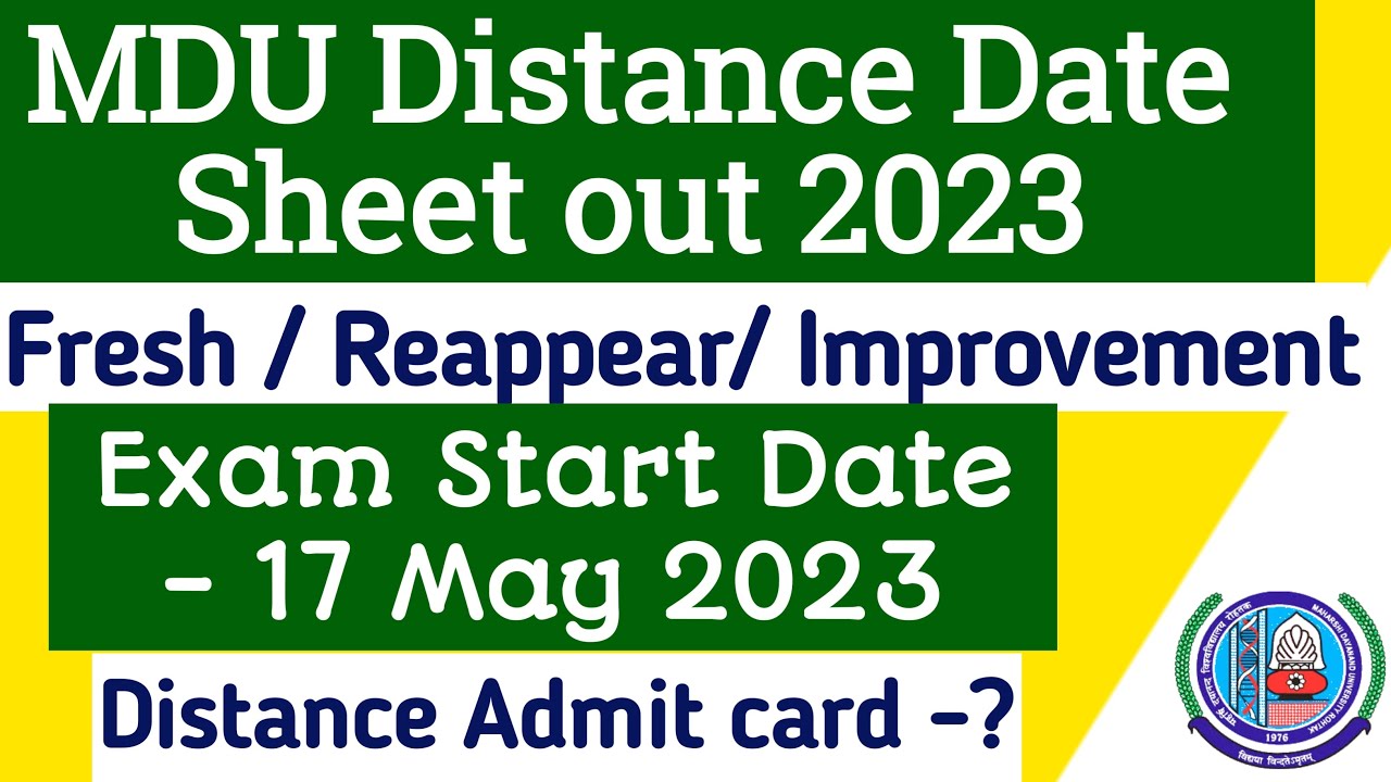 Mdu distance date sheet 2023 Mdu distance Reappear datesheet 2023