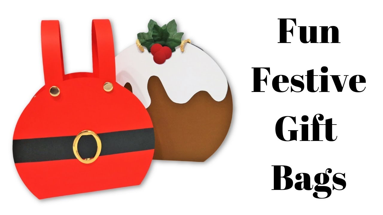 Festive Gift Bags Christmas Pudding Santa's Trousers Mixed Up