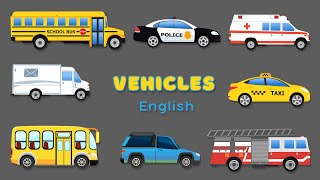 VEHICLES Names and Sounds to Learn | Learning Transport Vehicle Names and Sounds