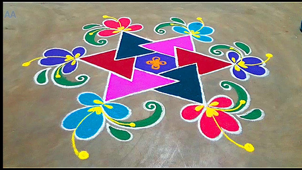 Anika presents 9 dots kolam/9 dots rangoli design