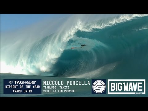 Niccolo Porcella  at Teahupoo 2 - 2016 TAG Heuer Wipeout Entry - WSL Big Wave Awards