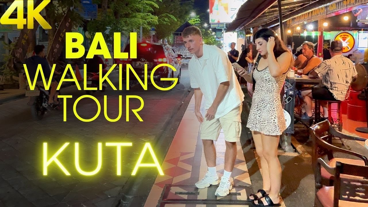 Bali Nightlife Walking Tour 🌙 | Kuta Beach to Legian & Poppies Lane 2 - Full 4K Walk
