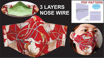 [New Pattern] 3D face Mask with 3 Layers And Nose Wire | PDF Pattern For Free