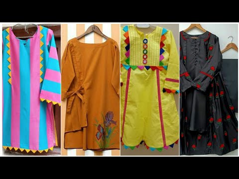 Very Beautiful Printed U0026 Plain Kurti Frock Designing Ideas 2023 | 2 Pc Winter Dress Design